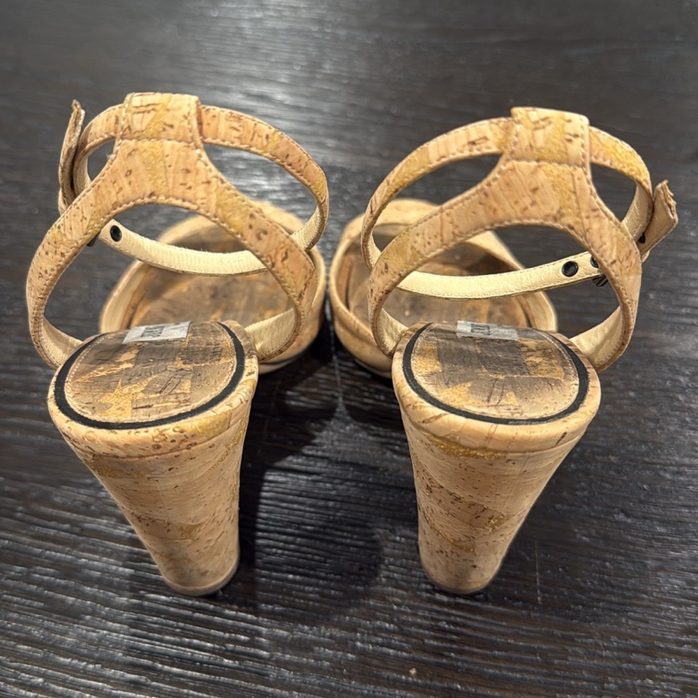 Jimmy Choo Women's Miranda 100 Cork High-Heel Sandals Size 38 1/2 8.5 - Picture 7 of 8